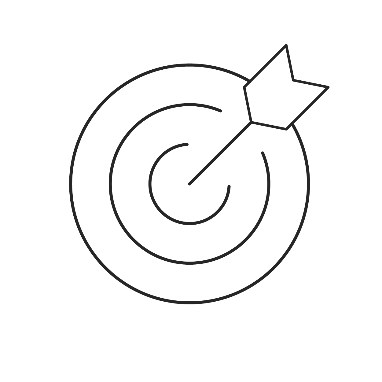 Target with an arrow in the center, outline design.