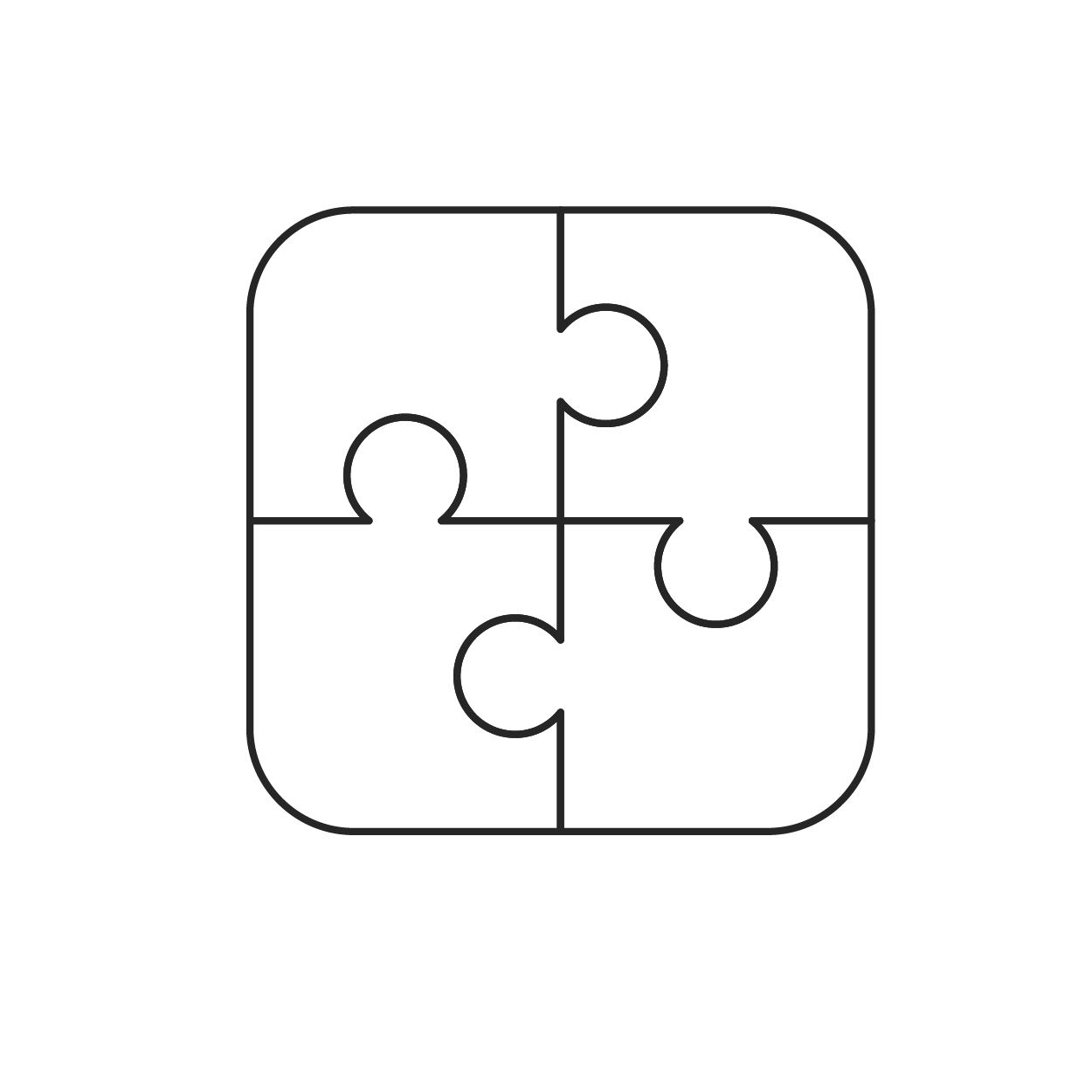 Four interlocking puzzle pieces, a symbol of collaboration and connection.