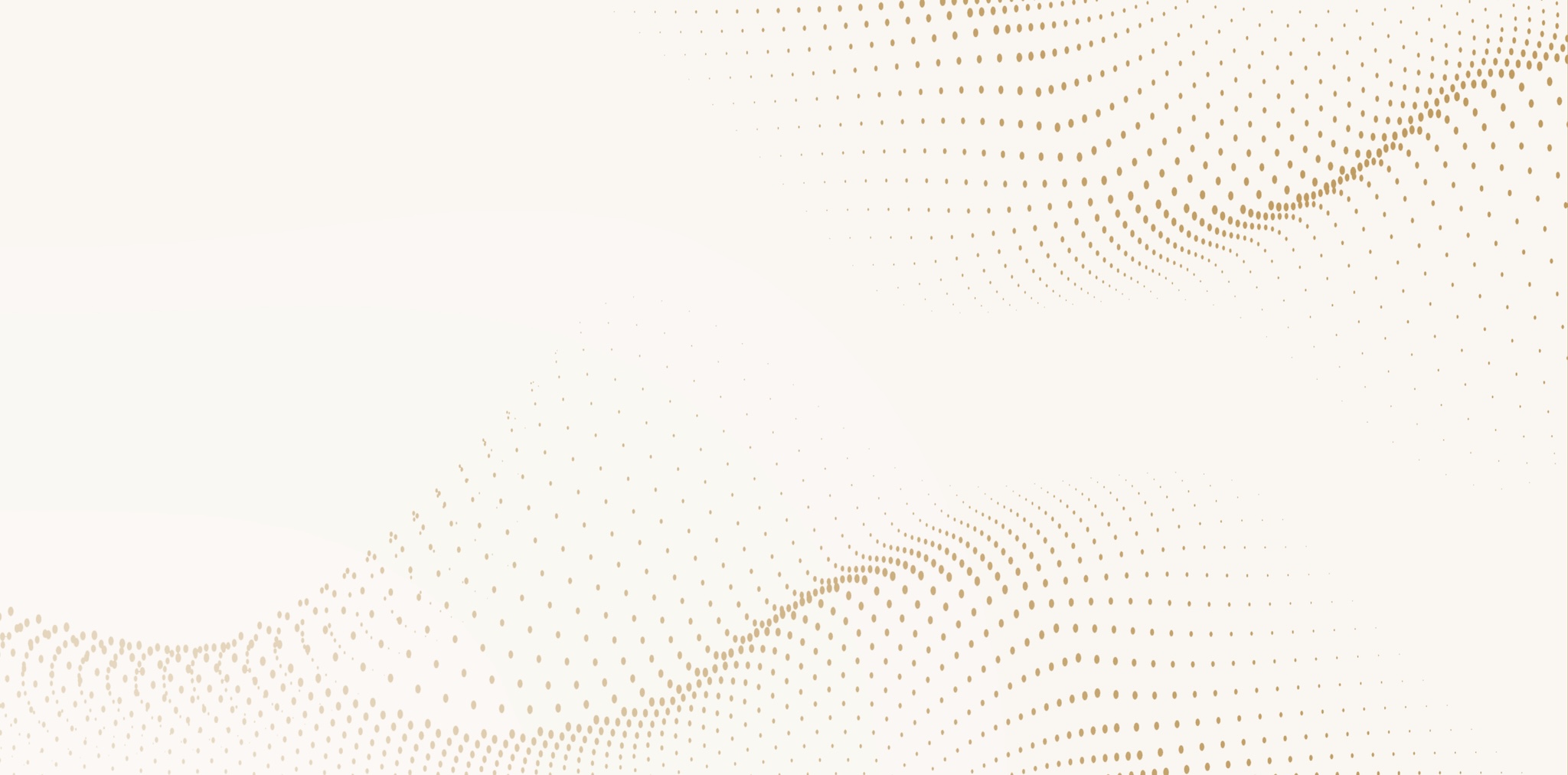 Beige background with a pattern of gold dots arranged in wave-like lines.
