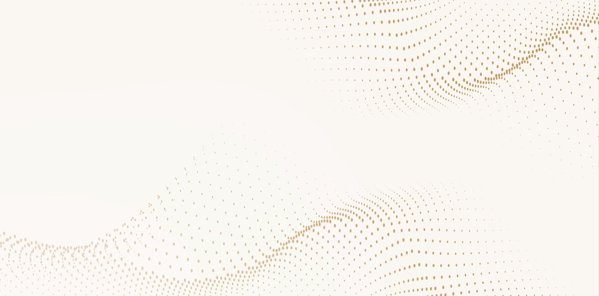 Beige background with a pattern of gold dots arranged in wave-like lines.